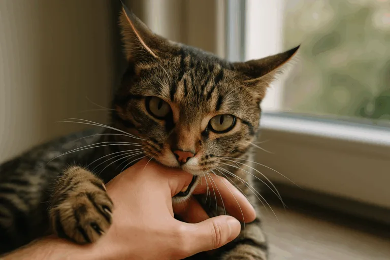 katze beißt in hand